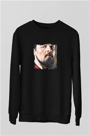 Leonardo DiCaprio Baskılı Unisex Siyah Sweatshirt