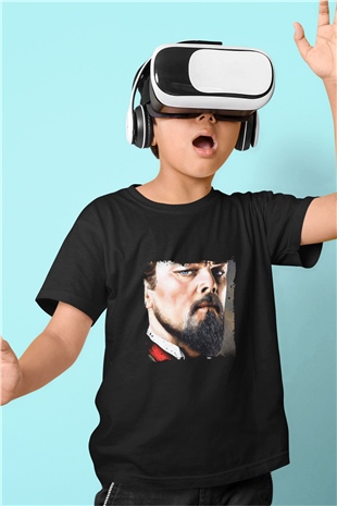 Leonardo DiCaprio Baskılı Unisex Siyah Çocuk Tişört
