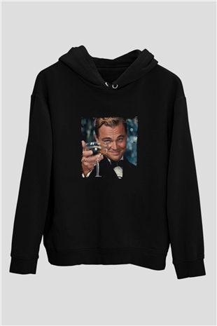 Leonardo DiCaprio Baskılı Unisex Siyah Hoodie