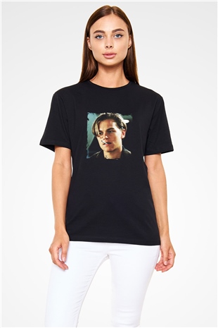 Leonardo DiCaprio Baskılı Unisex Siyah Tişört