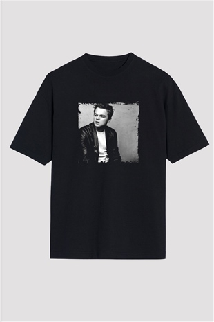 Leonardo DiCaprio Baskılı Unisex Siyah Oversize Tişört