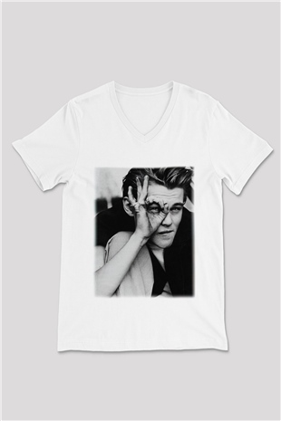 Leonardo DiCaprio Beyaz Unisex V Yaka Tişört T-Shirt