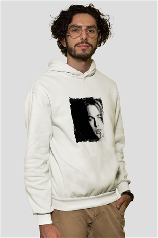 Leonardo DiCaprio Unisex Baskılı Beyaz Kapüşonlu Sweatshirt