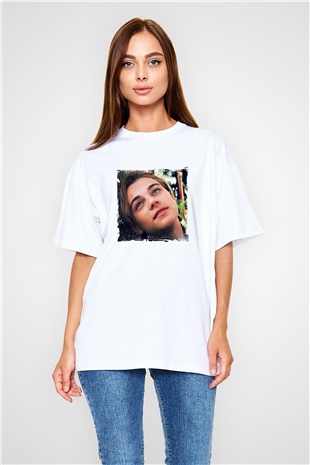Leonardo DiCaprio Oversize Baskılı Beyaz Tişört