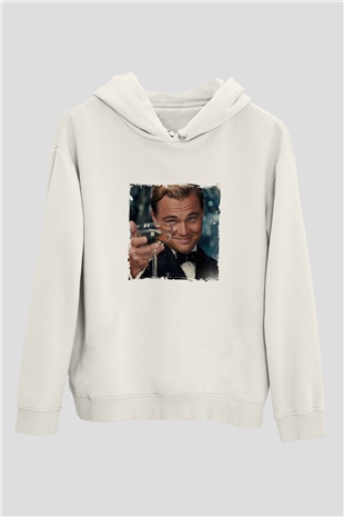 Leonardo DiCaprio Unisex Baskılı Beyaz Kapüşonlu Sweatshirt