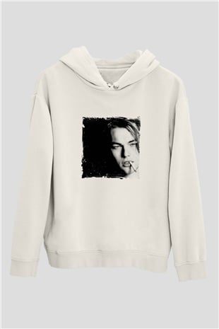 Leonardo DiCaprio Unisex Baskılı Beyaz Kapüşonlu Sweatshirt