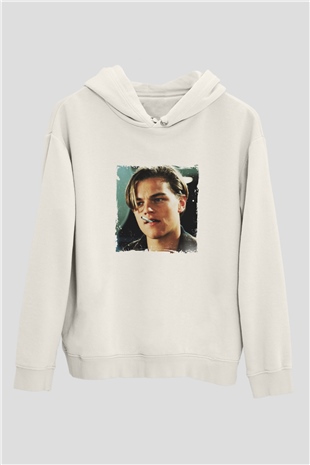 Leonardo DiCaprio Unisex Baskılı Beyaz Kapüşonlu Sweatshirt