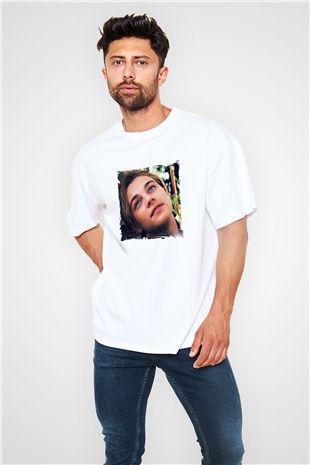 Leonardo DiCaprio Oversize Baskılı Beyaz Tişört