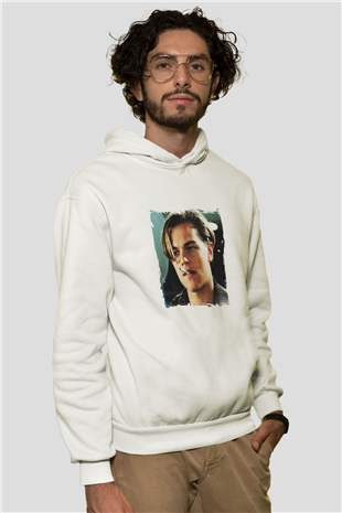 Leonardo DiCaprio Unisex Baskılı Beyaz Kapüşonlu Sweatshirt