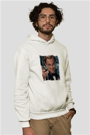Leonardo DiCaprio Unisex Baskılı Beyaz Kapüşonlu Sweatshirt