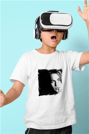 Leonardo DiCaprio Unisex Baskılı Beyaz Çocuk Tişört