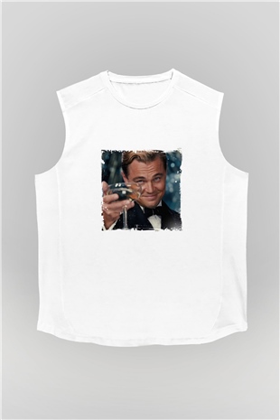 Leonardo DiCaprio Unisex Baskılı Beyaz Kolsuz Tişört