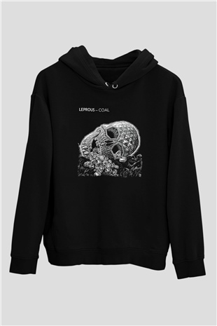 Leprous Baskılı Unisex Siyah Kapüşonlu Sweatshirt