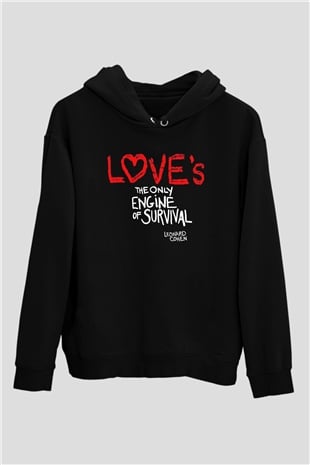 Leprous Baskılı Unisex Siyah Kapüşonlu Sweatshirt