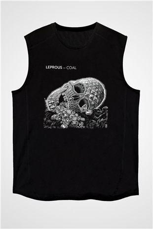Leprous Baskılı Unisex Siyah Kolsuz Tişört - Tshirt
