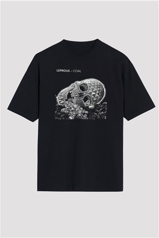 Leprous Baskılı Unisex Siyah Oversize Tişört - Tshirt