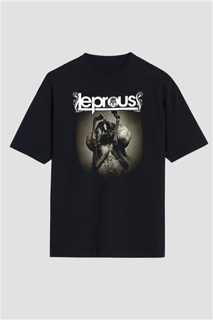 Leprous Baskılı Unisex Siyah Oversize Tişört - Tshirt