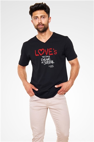 Leprous Baskılı Unisex Siyah V Yaka Tişört - Tshirt