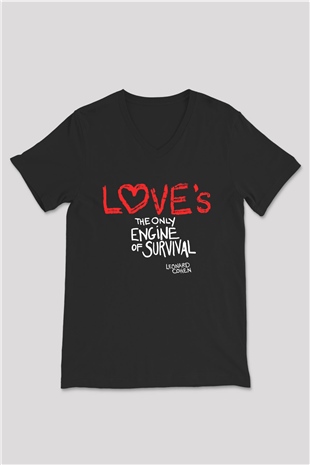 Leprous Baskılı Unisex Siyah V Yaka Tişört - Tshirt