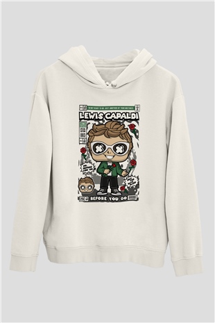 Lewis Capaldi  Baskılı Unisex Beyaz Hoodie