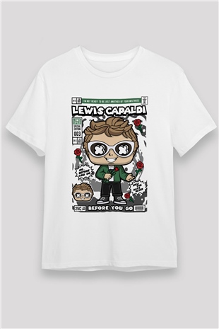 Lewis Capaldi  Baskılı Unisex Beyaz Tişört
