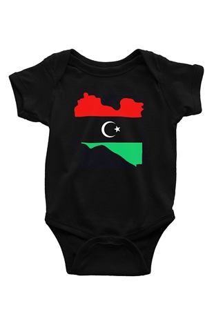 Libya Baskılı Siyah Bebek Body - Zıbın