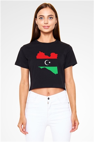 Libya Siyah Crop Top Tişört