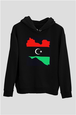 Libya Siyah Unisex Hoodie