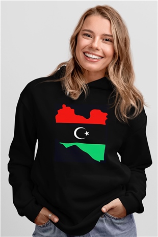 Libya Siyah Unisex Hoodie