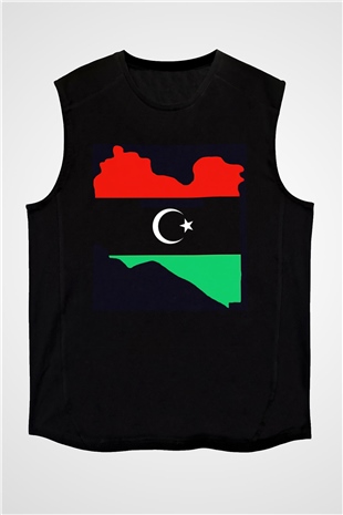 Libya Siyah Unisex Kolsuz Tişört