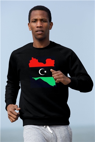 Libya Siyah Unisex Sweatshirt