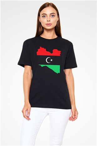 Libya Siyah Unisex Tişört T-Shirt - TişörtFabrikası