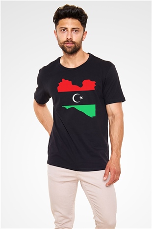 Libya Siyah Unisex Tişört T-Shirt - TişörtFabrikası