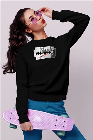 Lifelover Baskılı Unisex Siyah Sweatshirt