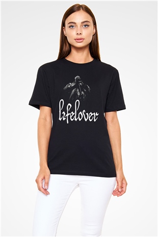 Lifelover Baskılı Unisex Siyah Tişört - Tshirt
