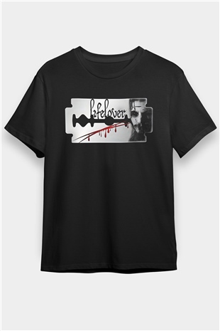 Lifelover Baskılı Unisex Siyah Tişört - Tshirt