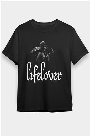 Lifelover Baskılı Unisex Siyah Tişört - Tshirt