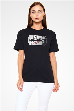 Lifelover Baskılı Unisex Siyah Tişört - Tshirt