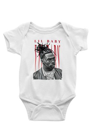 Lil Baby Baskılı Beyaz Unisex Bebek Body - Zıbın
