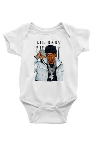 Lil Baby Baskılı Beyaz Unisex Bebek Body - Zıbın