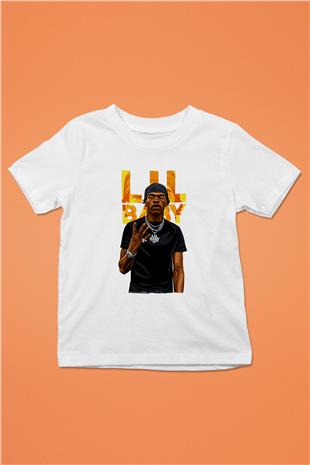 Lil Baby Baskılı Beyaz Unisex Beyaz Çocuk Tişört - Tshirt