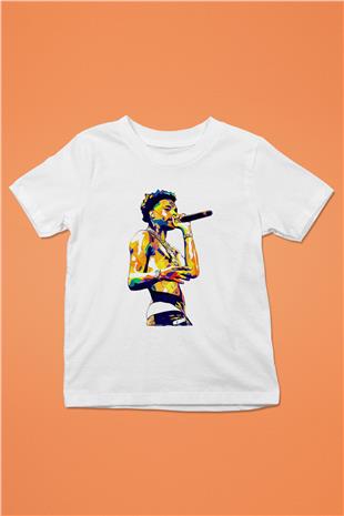 Lil Baby Baskılı Beyaz Unisex Beyaz Çocuk Tişört - Tshirt
