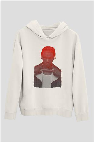 Lil Baby Baskılı Beyaz Unisex Kapüşonlu Sweatshirt