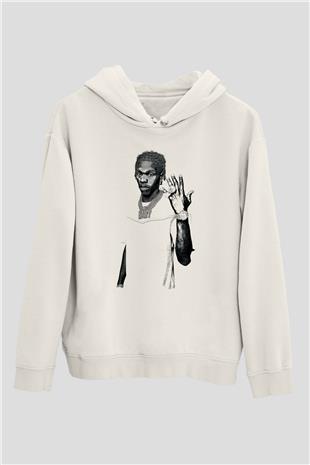 Lil Baby Baskılı Beyaz Unisex Kapüşonlu Sweatshirt