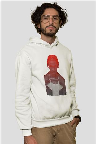 Lil Baby Baskılı Beyaz Unisex Kapüşonlu Sweatshirt