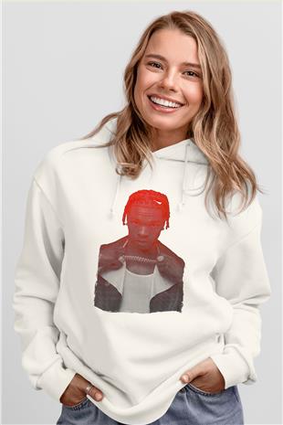 Lil Baby Baskılı Beyaz Unisex Kapüşonlu Sweatshirt