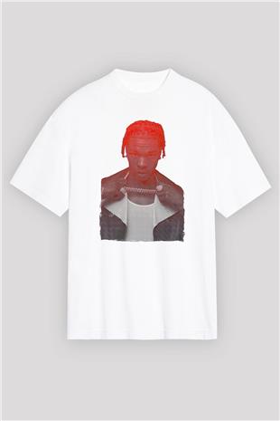 Lil Baby Baskılı Beyaz Unisex Oversize Tişört - Tshirt