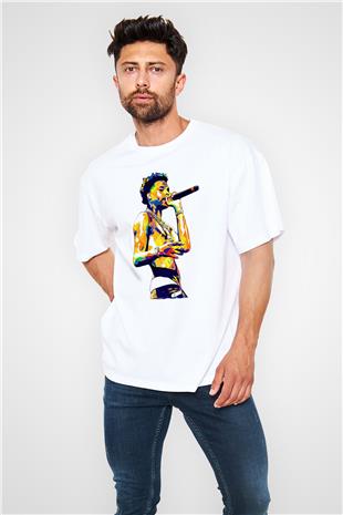 Lil Baby Baskılı Beyaz Unisex Oversize Tişört - Tshirt
