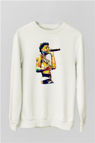 Lil Baby Baskılı Beyaz Unisex Sweatshirt