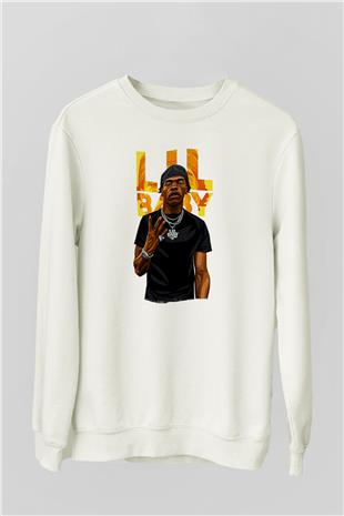 Lil Baby Baskılı Beyaz Unisex Sweatshirt